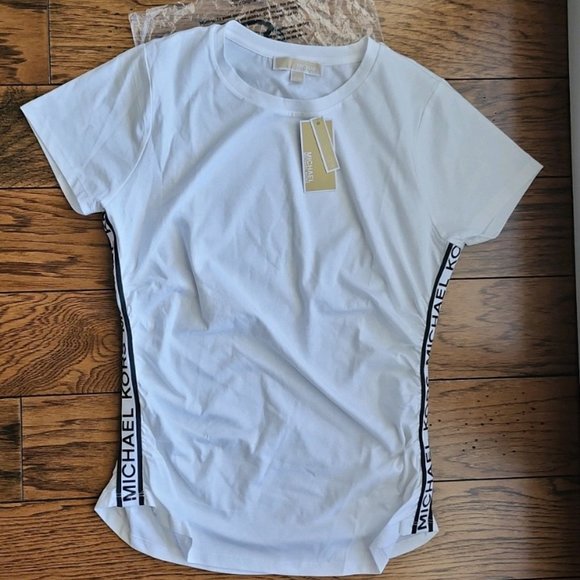 NWT Logo Tape Organic Cotton Ruched Top - Picture 5 of 9